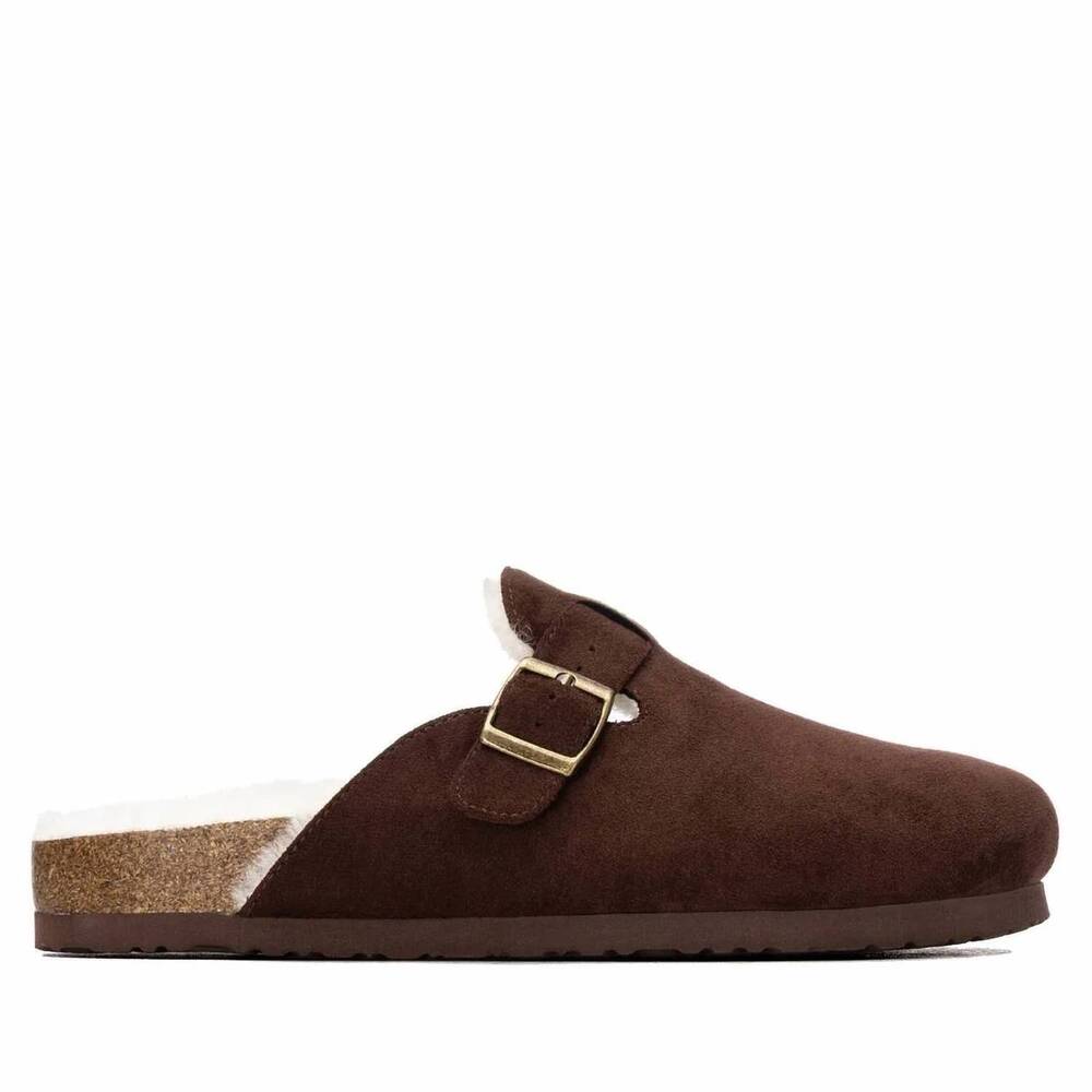 NEW XTI women's winter suede clogs in dark brown